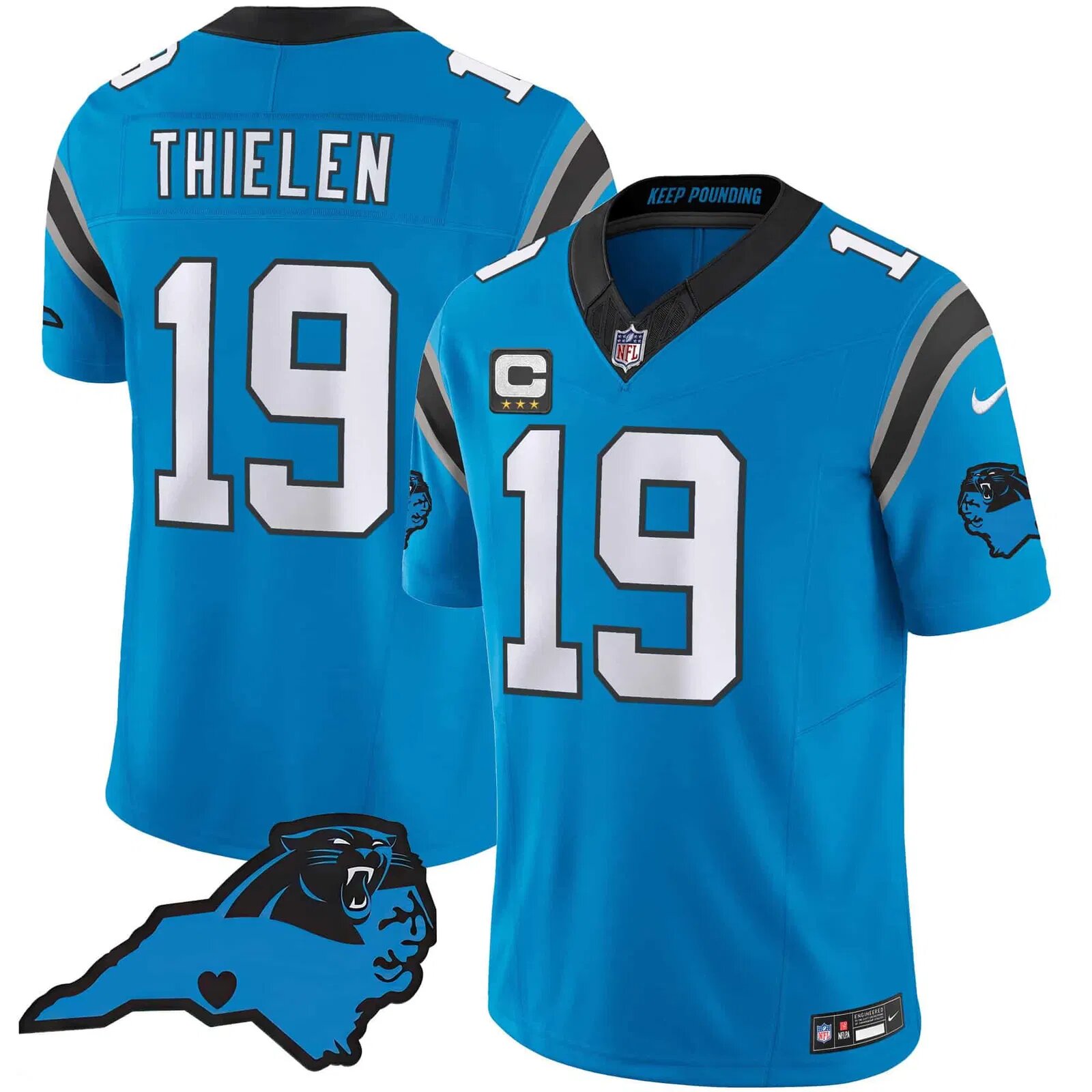 Men Carolina Panthers #19 Thielen Light Blue 2024 Nike Vapor Limited NFL Jersey style 1